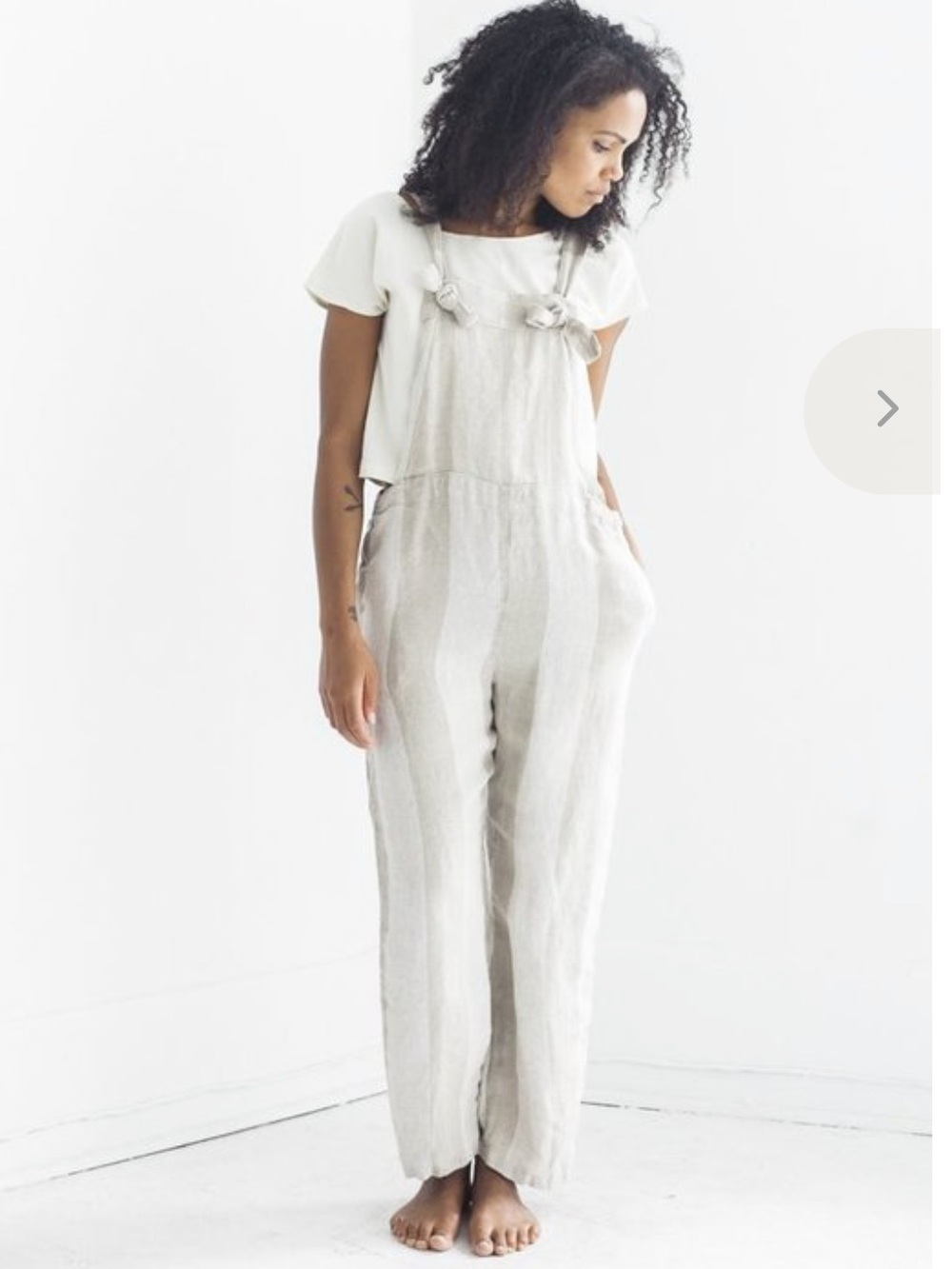 ICHI ANTIQUITES OVERALLS blue linen